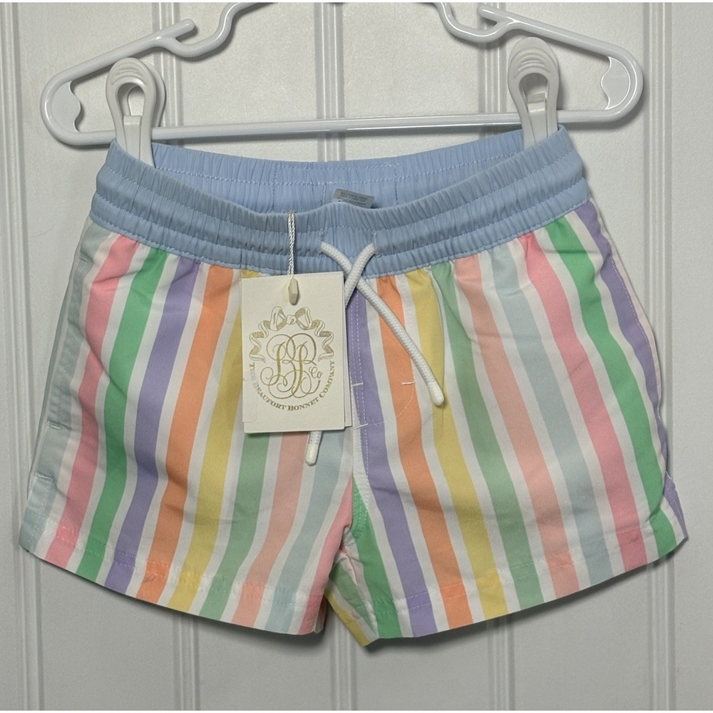 NWT The Beaufort Bonnet Company TBBC Tortola Swim Trunks Southampton Stripe 2T
